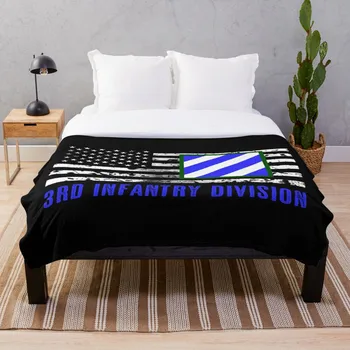 

3rd Infantry Division Distressed Flag Throw Blanket Soft Sherpa Blanket Bed Sheet Single Knee Blanket Office Nap Blanket