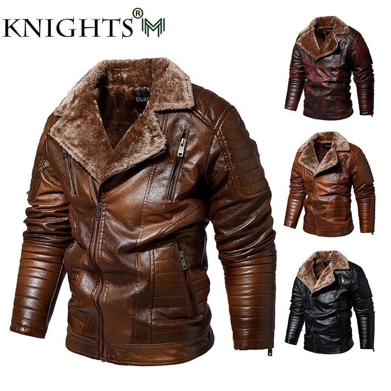 genuine leather motorcycle jackets 2021 New Men's Autumn and Winter Men Coat Leather Jacket Motorcycle Style Male Business Casual Jackets for Men Warm Overcoat leather biker jacket mens