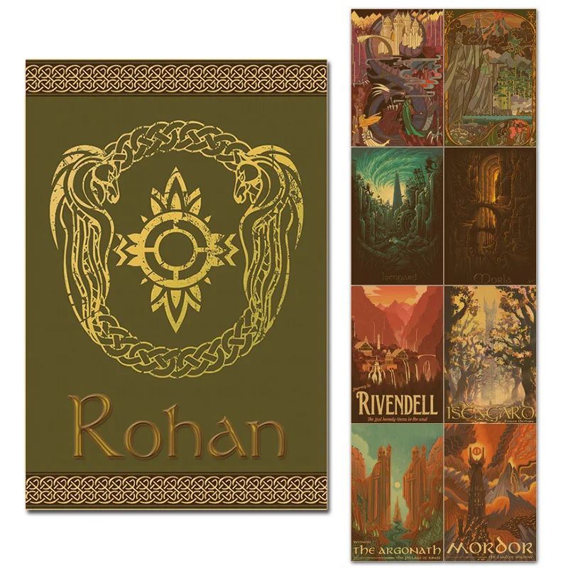 Rohan Banner Poster 30x45cm Mid-Earth Argonath Mordor Moria Paper Wall Posters Morgoth Melkor Home Decor Cafe Bar Decoration Art | Дом и сад
