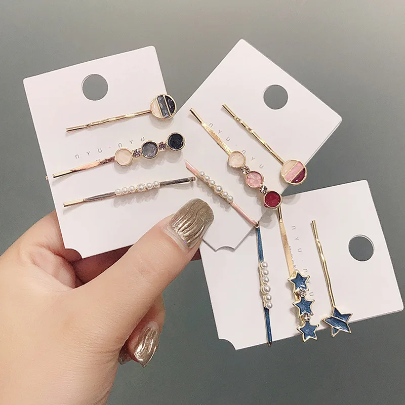 

Korean version Ins of the simple fashion pearl hairpin for women Hair Clip a word hairclip card bangs clip hair accessories
