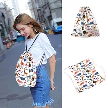 Органайзер Сумка-кисет спортивный рюкзак Водонепроницаемый Комплект карман на плоской подошве из парусины с орнаментом и Для женщин рюкзаки для школьников, студентов Повседневное Сумка-тоут