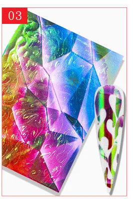 NO3 3D украшения для нейл-арта, Пламенные наклейки для ногтей, фольга, красочные Переводные дизайны, водяные наклейки для ногтей, обертывания, художественные наклейки s - Цвет: NO3
