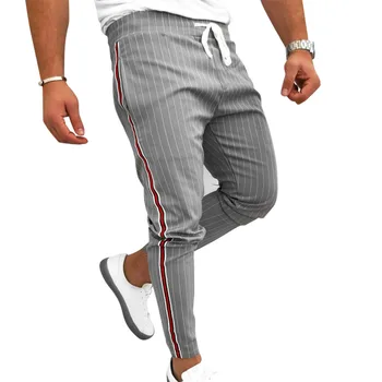 

Men Striped Casual Pants Fashion Trousers Adjustable Drawstring Sweat Pants Trousers TY66