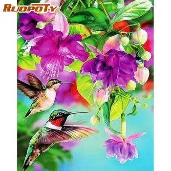 

RUOPOTY Bird On Flower Painting By Numbers Kits For Adults Children Handmade 60x75cm Home Decor Artwork Framed Canvas Diy Gift