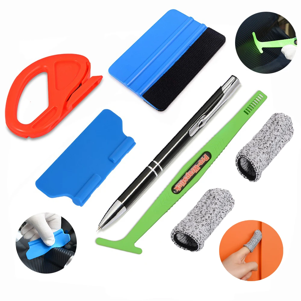 

FOSHIO Car Wrapping Pasting Tool Kit Vinyl Film Installing Micro Squeegee Scraper Non-Scratch Protector Work Glove Cleaning Tool