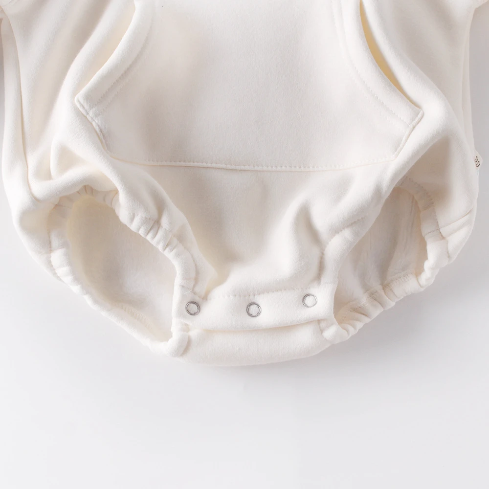Зимний костюм новорожденного ребенка милый плюшевый медведь младенческой малышей наряды одежда с капюшоном комбинезон плюс бархат утолщаются детские комбинезоны