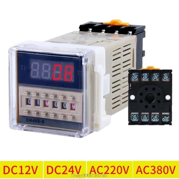 

AC/DC 12V 24V 220V 380V DH48S-S Programmable Digital time relay cycle control Time Delay Relay Socket with Base N13 20 Dropship