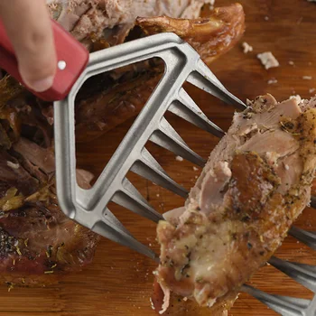 

2 PCS Meat Shredding Claws Stainless Steel Pulled Pork Shredder Meat Slicer For BBQ Long Wood Handle for home kichen supplies