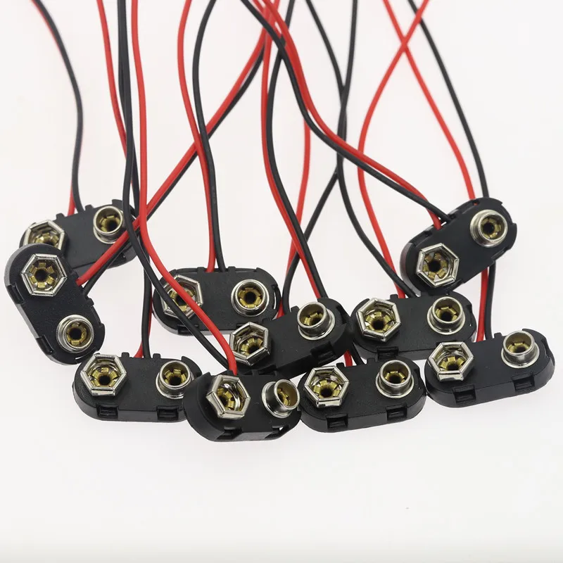 10pcs 9V Battery Snap Connector clip Lead Wires holder