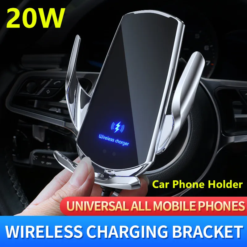 For All Phone 20W Wireless Charger Automatic Car Phone Holder Support Intelligent Infrared for Air Vent Mount Charging Stents