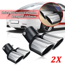 

Mufflers Car Decoration Chrome Tail Pipe Stainless Steel Curved Dual-outlet Exhaust Trim Muffler Pipe Tail For BMW For Benz