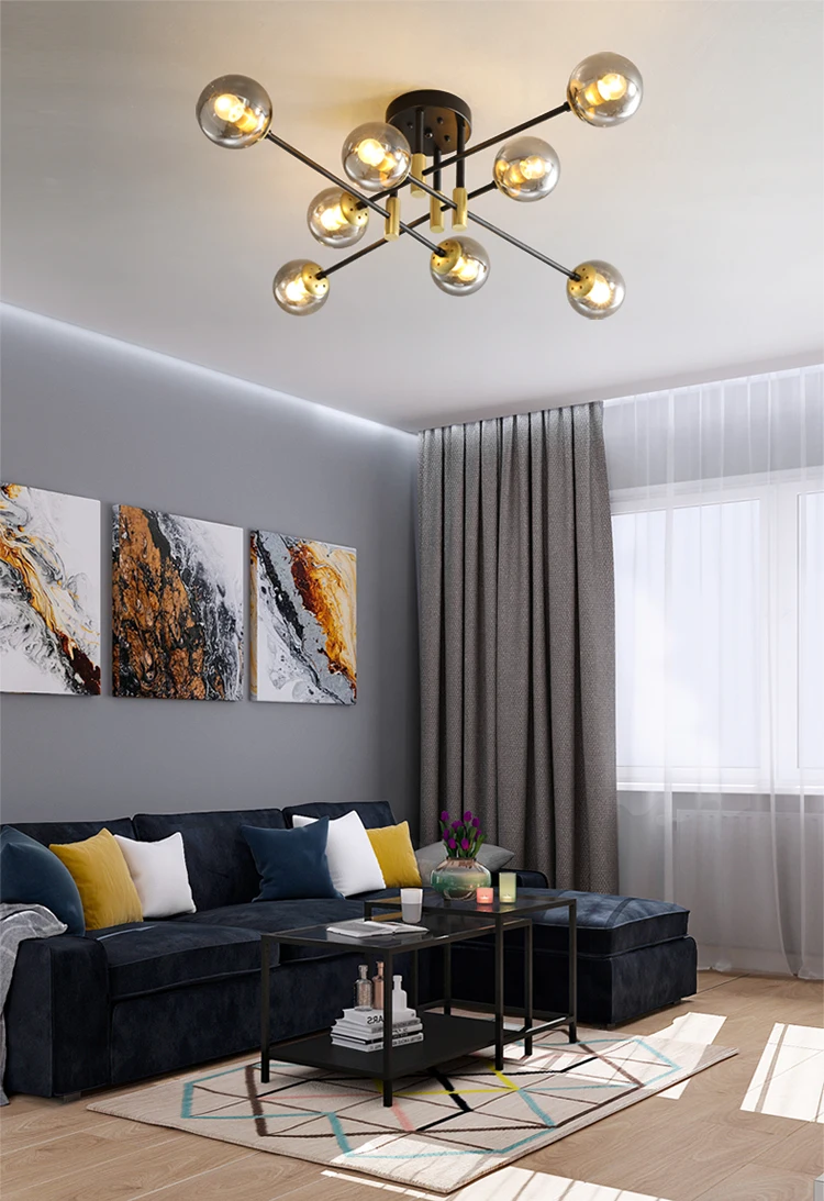 Bola de Vidro Nordic Breve Ceiing Lustre Moderna Sala Estar Luminária Teto Lighst Creativeh Lampara Led 2 de teto com bola de vidro breve,