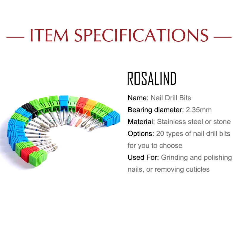  ROSALIND Electric Manicure Grinding Nail Drill Bit Machine Accessories Nail Art Tool Nail Files Nai