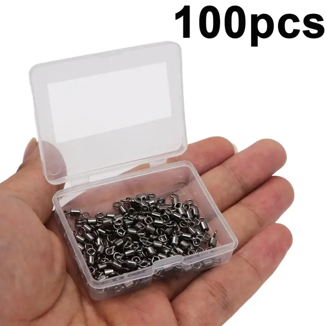 50-100pcs/box Fishing Barrel Bearing Rolling Swivel Solid Ring LB Lures Connector 14 Size Fishing Tackle Accessories Fish Tool 100pcs
