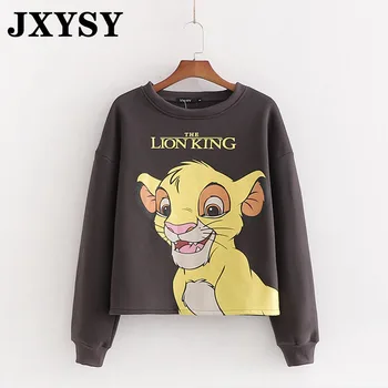 

JXYSY sweatshirt women england style cartoon lion king printing vintage oversize loose women sweatshirt pullovers tops