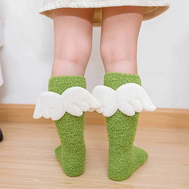 

5 Pair/Set Baby Boy Girl Cute Angel Socks Wing Design Cotton Long Socks Party Infant Children Soft Crib Leg Warmer