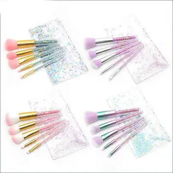 

Professional makeup set brush 5 transparent handle eye brush diamond particle loose powder brush portable makeup tool