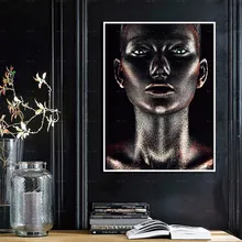 Black African Woman Figure Portrait Canvas Painting Posters and Prints Wall Art Picture for Living Room Home Decor