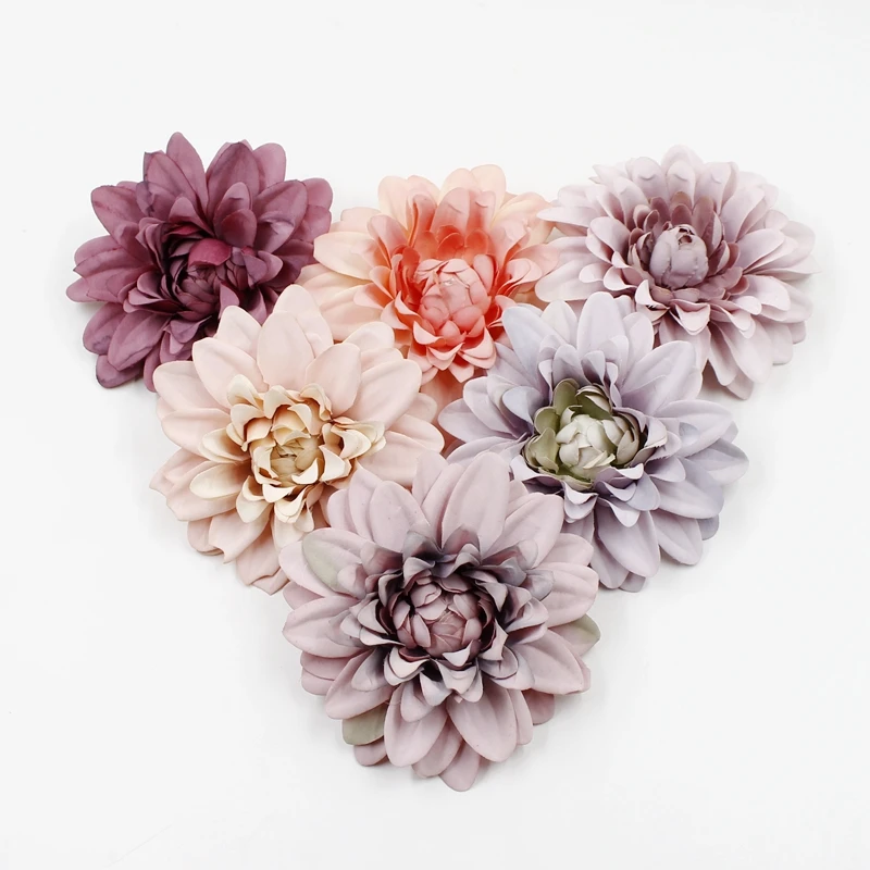 2pcs 10cm künstliche Blume Dahlie Chrysanthemen kopf Hochzeit Kopfschmuck Dekoration DIY Blume Wand Geschenk box Handwerk gefälschte Blume – Detail 3