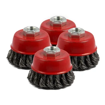 

4pcs Set 3 75mm Steel Wire Knot Knotted Cup Brush For Angle Grinders Rust Tool