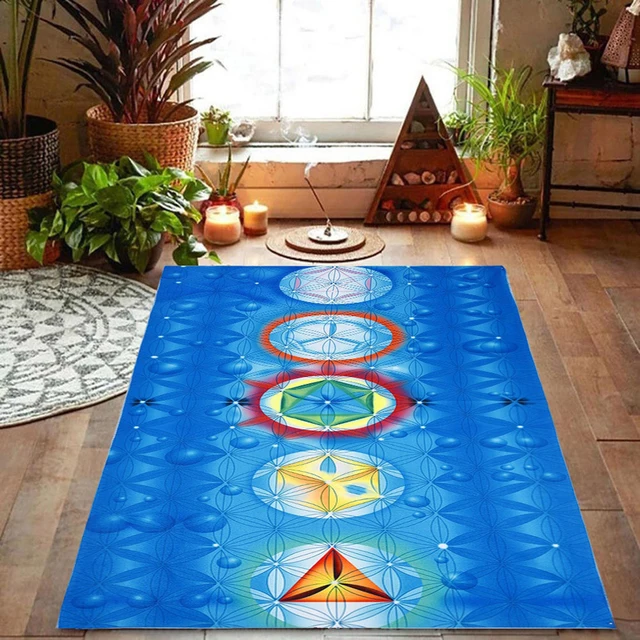 Téglalap Rainbow 7 Chakra Mandala Bohémia Takaró Gobelin Nyári Strand Törülköző Jóga Szőnyeg 150Cm X 75 Cm Kendő - Image 5