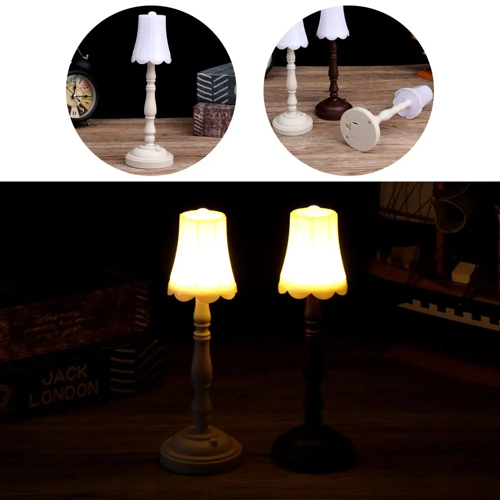 1:12 Scale European Dollhouse Floor Lamp Miniature Table Lighting Warm White Light Reading Illumination Toy Furniture Ornaments | Игрушки и