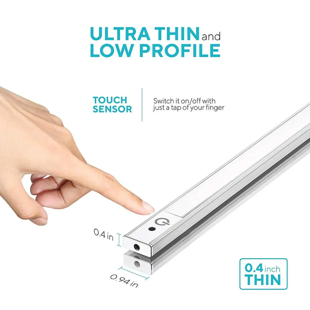 24 Inch Under Cabinet Lighting 3000K- Under Counter Lighting and Under Cabinet LED Lighting by Phonar with 12V Adapter and Sens