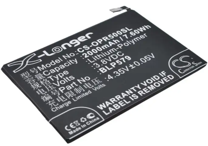 Cameron sino 2000 мАч батарея для OPPO R5 R8107 R8109 BLP579 мобильный, Смартфон батарея