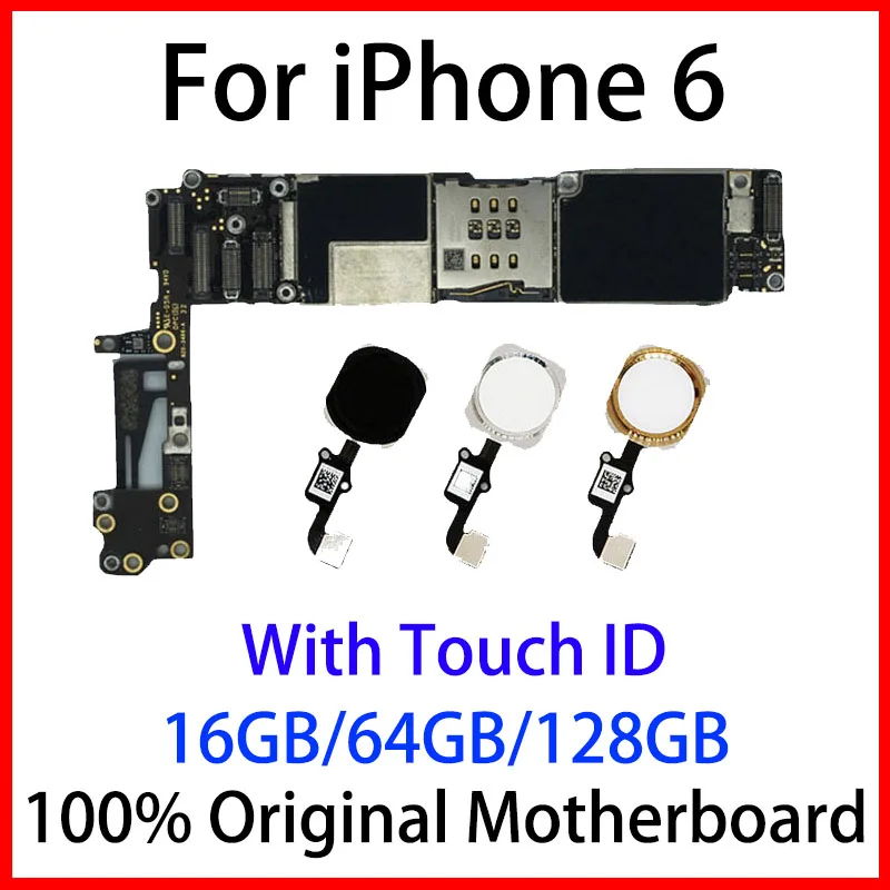 100% оригинальная разблокированная материнская плата для iphone 6 с/без Touch ID с полными