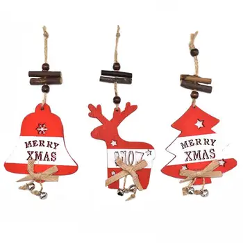 

3Pcs Christmas Pendant Wooden Pendant Christmas Ornament Painted Crafts Ornament Colorful Cute Decor For Party Home Showcase