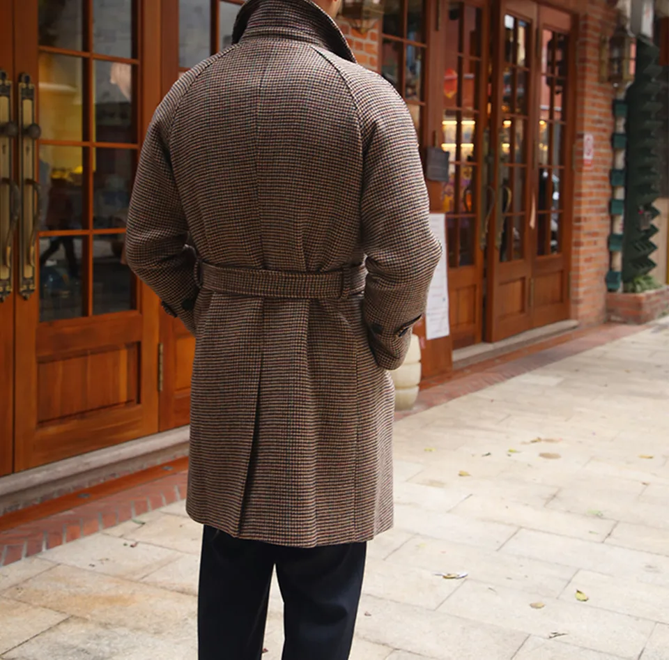 Men's Tweed Balmacaan Coat, Hound's Tooth Windbreaker - AliExpress