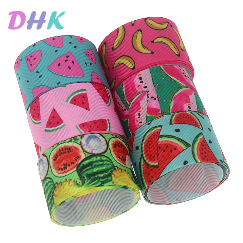 

DHK 1.5'' 5yards watermelon fruit Printed Grosgrain Ribbon Accessory Hairbow Headwear Decoration DIY Wholesale 38mm C1705