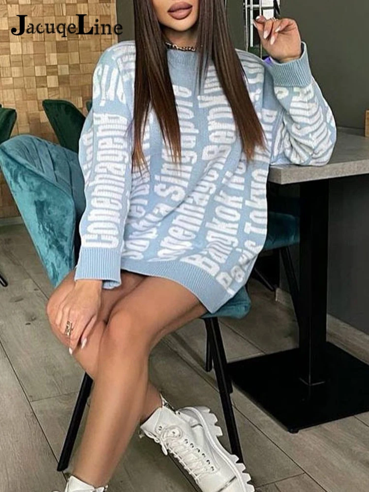 letter print sweater dress