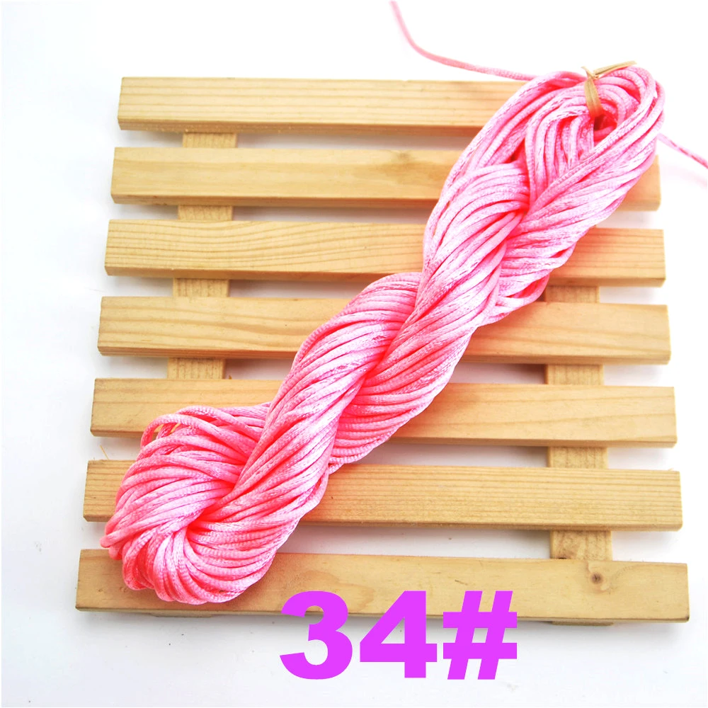 34 Хорошее качество, 2 мм Шнур Kumihimo, 100 м, 20 м* 5 шт., нейлоновый шнур, сатиновый плетеный шнур, смешанные цвета, ювелирный шнур для бисероплетения ds5 - Цвет: 34