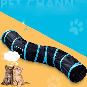 

Cat Tunnel Toy S-Type Cat Tunnel Rolling Dragon Foldable Cat Bell Ball Pompom Tunnel Toy Pet Supplies