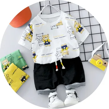 

Summer Baby Boys Girls Kids Clothes Cartoon Bear T-Shirt Shorts 2pcs/Sets Toddler Cotton Children Clothing Infant Tracksuits