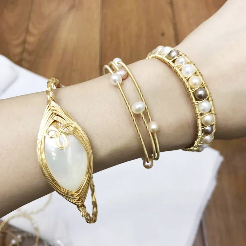 Преувеличенные классические большие перламутровые браслеты браслет в богемном стиле ретро барокко натуральный браслет из жемчуга подарок для девочек женские ювелирные изделия