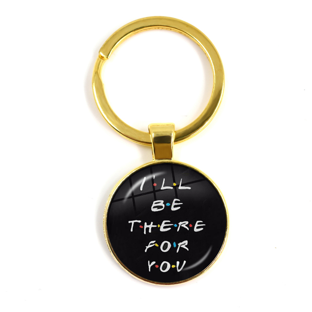 Friends TV Show Pendant Keychain Character Cartoon Fun Pattern 25mm Glass Cabochon Key Ring Keyholder Good Friend Gift