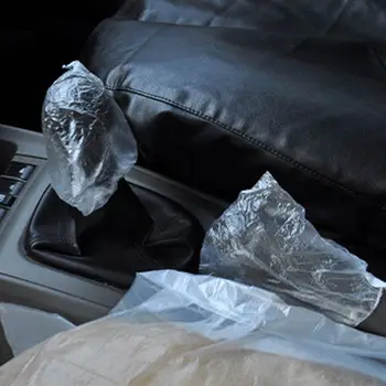 

50 Set/Lot Disposable Seat Gear and Steering Wheel Cover 3 Pcs Set Car Repair Anti-dust Clear White Plastic for Most Car