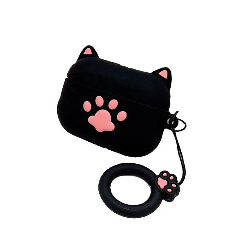 Cat Claw Protective Cover Silicone Earphone Case with Lanyard for Airpods Pro