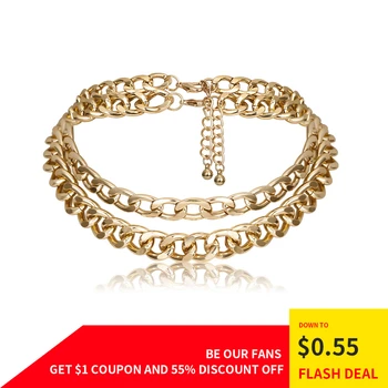 

Punk Rock Aluminium Chain Choker Necklaces For Women Chocker Layered Link Collars Clavicle Statement Shine Light Weight Jewelry