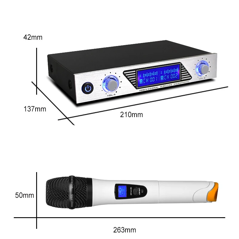Портативная Беспроводная микрофонная система с двумя ручными динамическими микрофонами, штепсельная вилка европейского стандарта