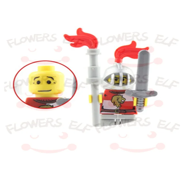 1PCS Blue Lion Red Green Dragon Knight Mini Two-person Villain Middle Age Assembling Building Blocks Children'sToy Medieval Knig 9809F