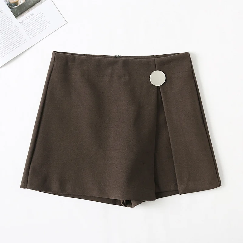 

One's 2019 New Style High-waisted Short Skirt Irregular A- line Skirt Black Short Slimming Skirt Entity