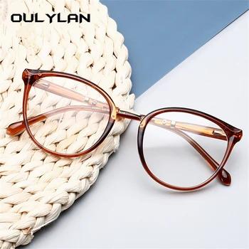 

Oulylan Anti Blue Light Round Glasses Frames Men Chic Eyeglasses for Women Computer Optical Frame Myopia Spectacles
