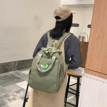 

Fruit Embroidery Women Backpack Little Fresh Nylon Shoulder Bag Girls Schoolbag for Teenagers