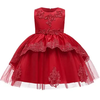 

Flower Children Birthday Clothing Handmade Beaded Baby Girl Dress for Wedding Party Kids Dresses for Girls Toddler Dress