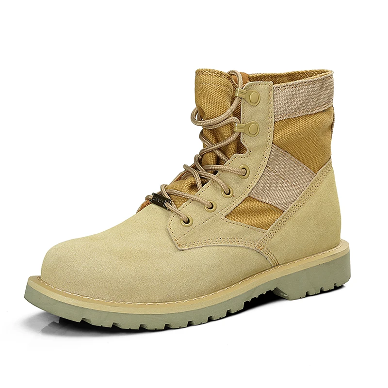 Khaki Women Winter Cowhide Suede Leather Tactical Sport Running Shoes Man Outdoor Hunting Boots Mountain Shoes Army Boots Couple Shoes - Цвет: Khaki