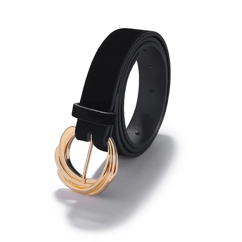 

Ladies Twist Metal Pin Buckle Belt Black Velvet Wide Luxury Waistband With Elegant Dress Leisure Suit