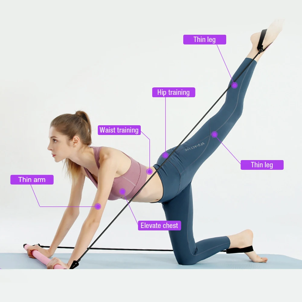 Purple Portable Pilates Exercise Stick with Foot Loop Yoga Exercise Bar for Stretch Twisting Yoga Body Shaping AOAUUKO Pilates Bar Kit with Resistance Bands Purple Portable Pilates Exercise Stick with Foot Loop Yoga Exercise Bar for Stretch Twisting Yoga Body Shaping AOAUUKO Pilates Bar Kit with Resistance Bands